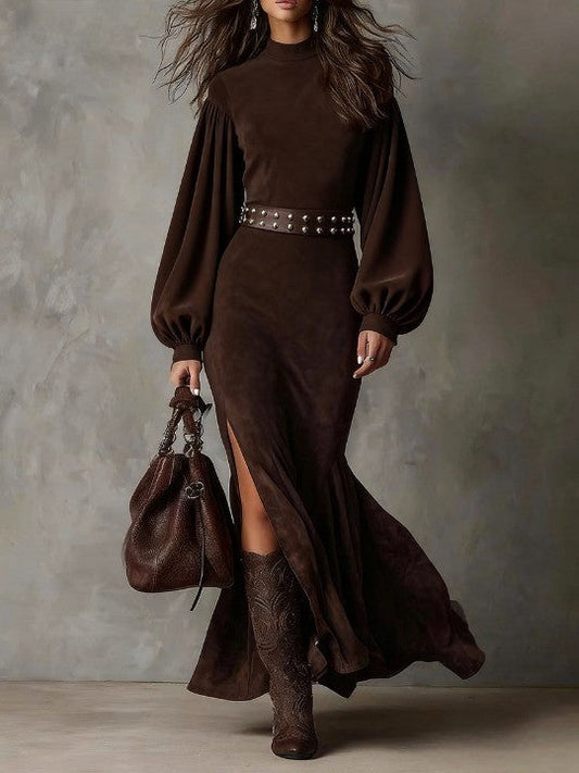 Henriette | Robe Midi Vintage à Manches Lanterne