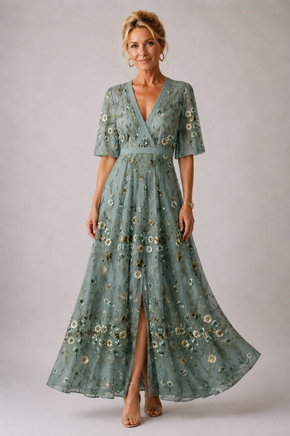 Julie | Robe Fleurie à Manches 3/4
