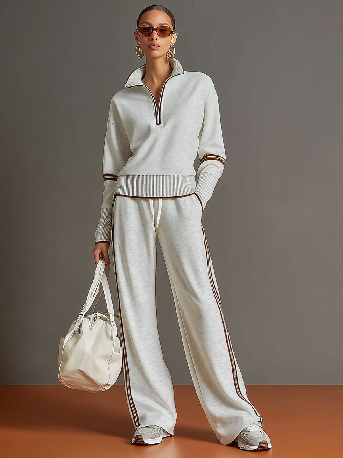 Maryvonne - Ensemble Coordonné Maille Douce et Pantalon Large
