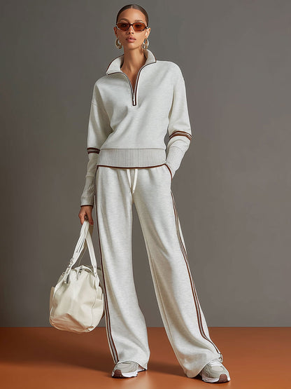 Maryvonne - Ensemble Coordonné Maille Douce et Pantalon Large