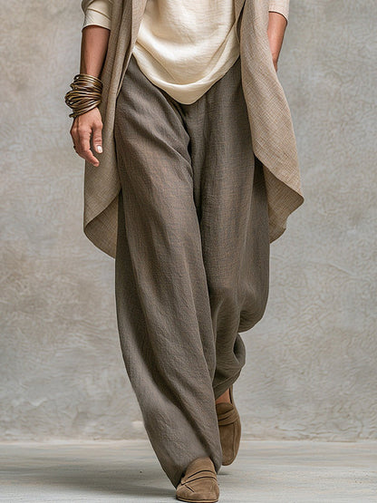 Mahaut - Ensemble Trois Pièces avec Pantalon Palazzo, Beige et Gris