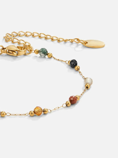 Willow | Armband med stenpärlor, guld