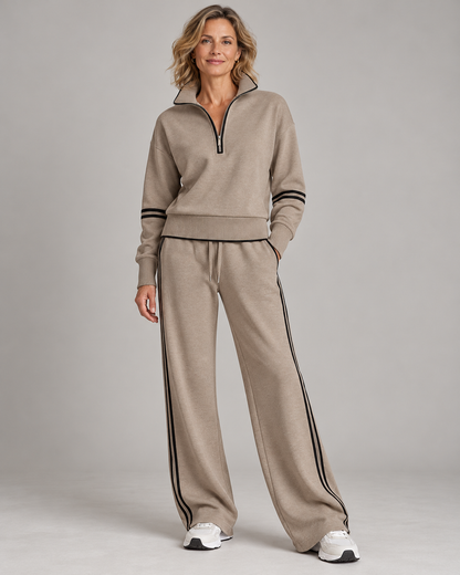 Élisabeth - Ensemble Pull Demi-Zip et Pantalon Large
