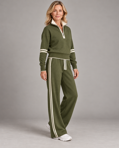 Élisabeth - Ensemble Pull Demi-Zip et Pantalon Large