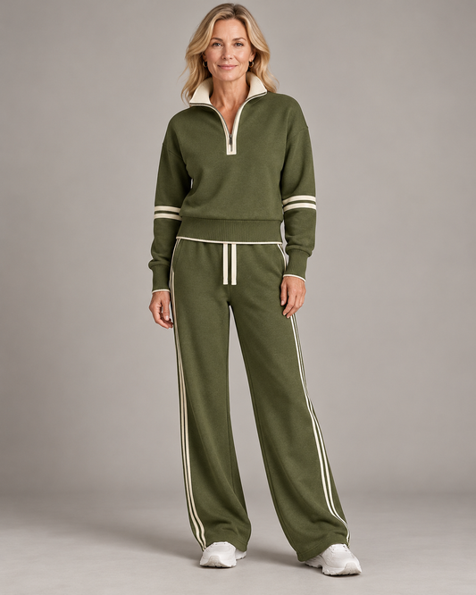 Élisabeth - Ensemble Pull Demi-Zip et Pantalon Large