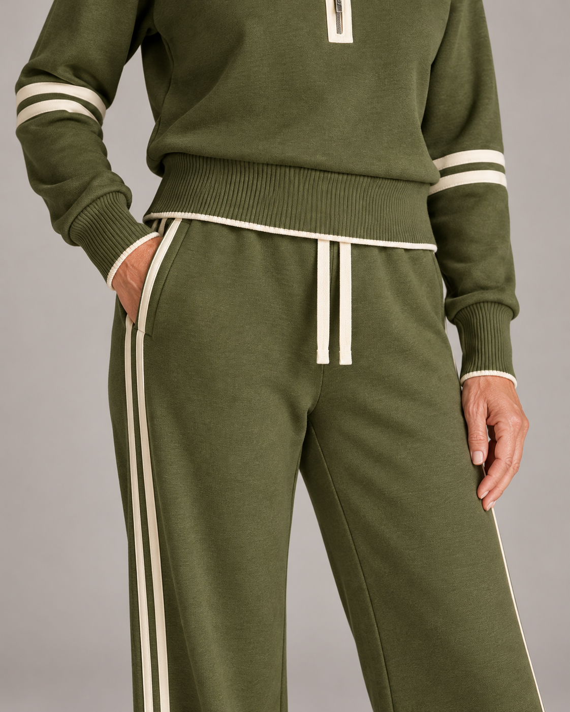 Élisabeth - Ensemble Pull Demi-Zip et Pantalon Large