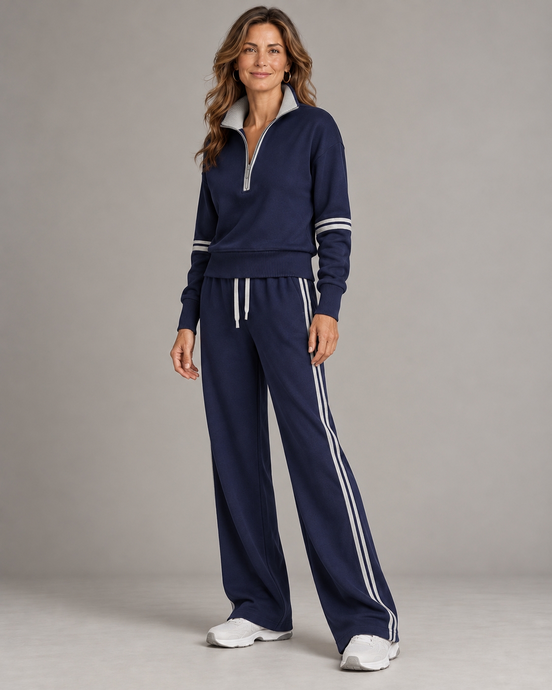 Élisabeth - Ensemble Pull Demi-Zip et Pantalon Large