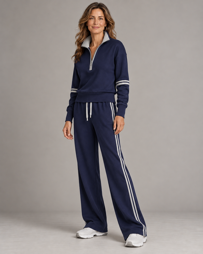 Élisabeth - Ensemble Pull Demi-Zip et Pantalon Large