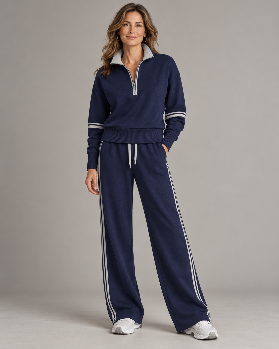 Élisabeth - Ensemble Pull Demi-Zip et Pantalon Large