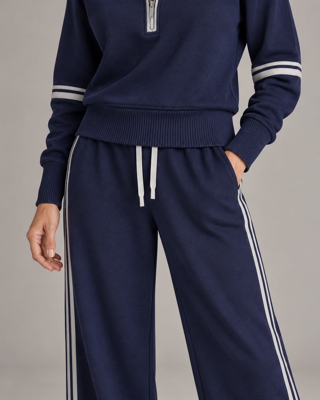 Élisabeth - Ensemble Pull Demi-Zip et Pantalon Large