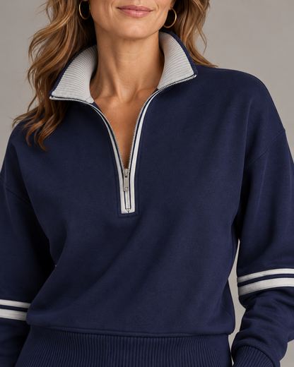 Élisabeth - Ensemble Pull Demi-Zip et Pantalon Large
