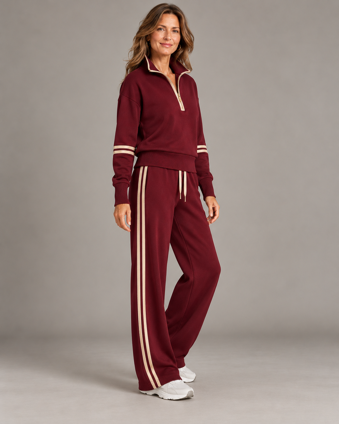 Élisabeth - Ensemble Pull Demi-Zip et Pantalon Large