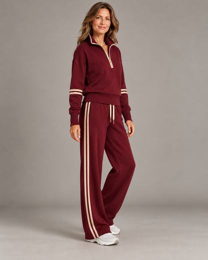 Élisabeth - Ensemble Pull Demi-Zip et Pantalon Large