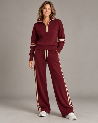 Élisabeth - Ensemble Pull Demi-Zip et Pantalon Large
