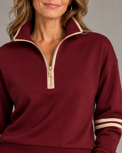 Élisabeth - Ensemble Pull Demi-Zip et Pantalon Large