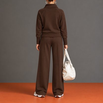 Quitterie - Ensemble Demi-Zip, Empiècement Côtelé et Manches Raglan