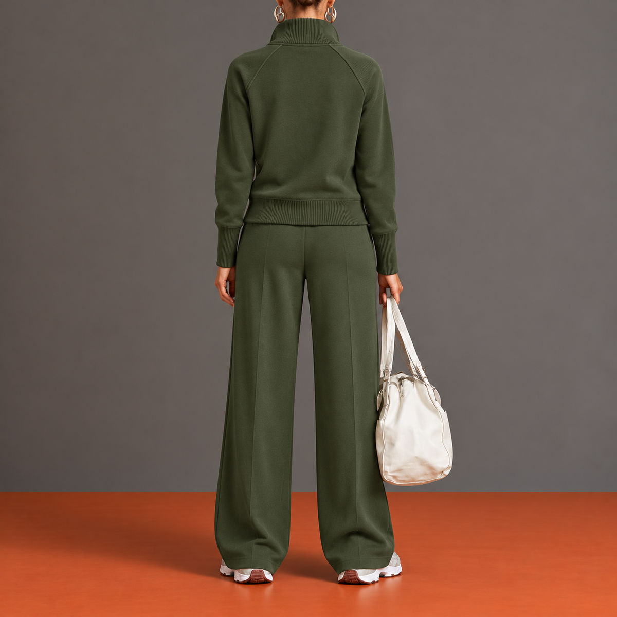 Quitterie - Ensemble Demi-Zip, Empiècement Côtelé et Manches Raglan