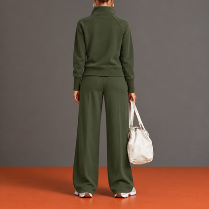 Quitterie - Ensemble Demi-Zip, Empiècement Côtelé et Manches Raglan