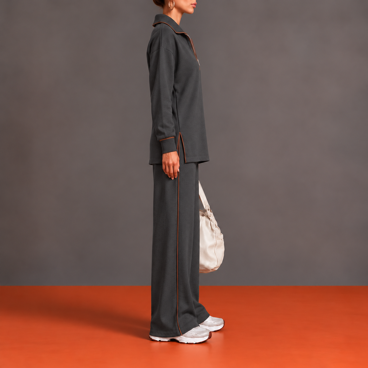 Isabeau - Ensemble Tunique Demi-Zip et Fentes Latérales