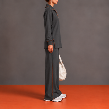 Isabeau - Ensemble Tunique Demi-Zip et Fentes Latérales