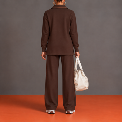 Isabeau - Ensemble Tunique Demi-Zip et Fentes Latérales