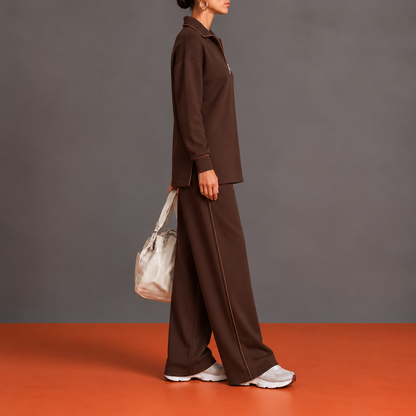 Isabeau - Ensemble Tunique Demi-Zip et Fentes Latérales