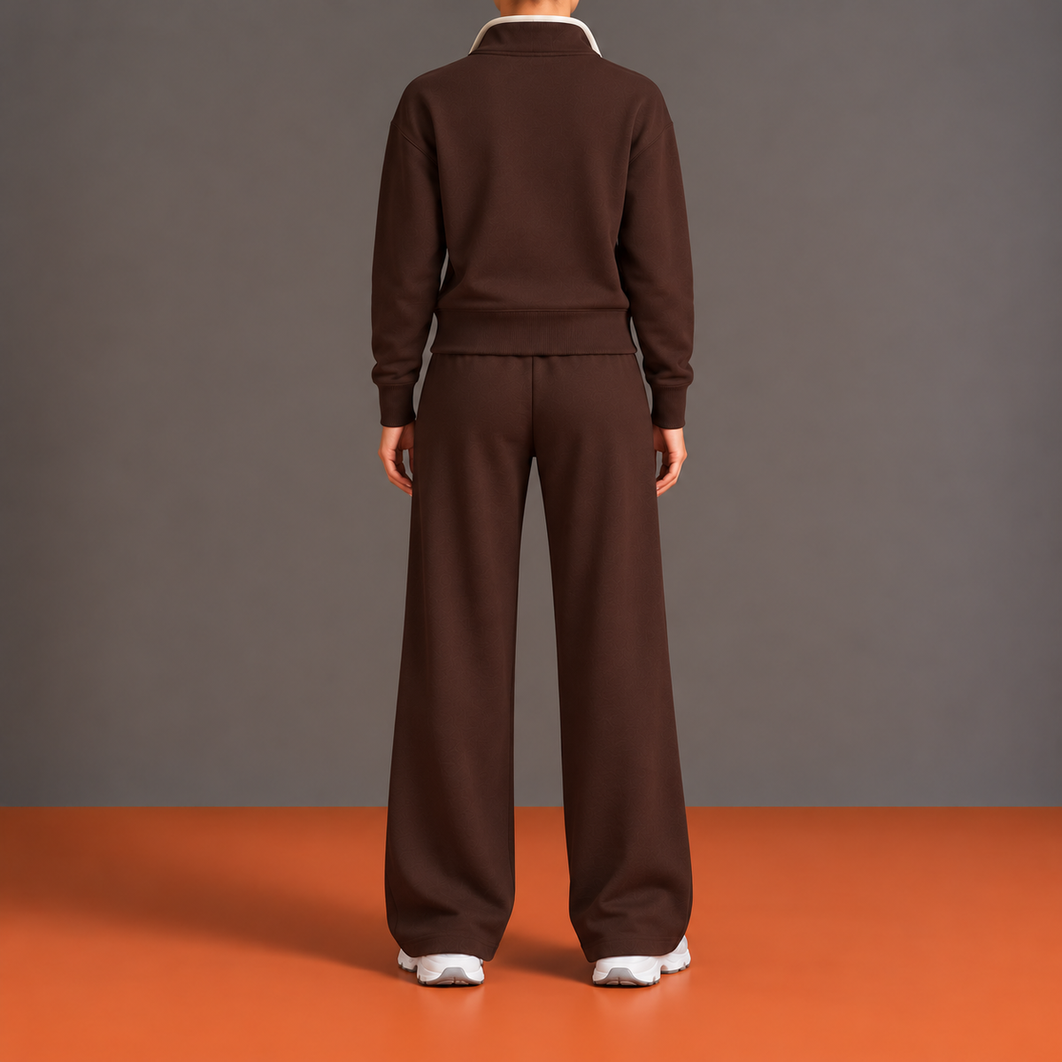 Hyacinthe - Ensemble Demi-Zip, Empiècement en V et Pantalon Large