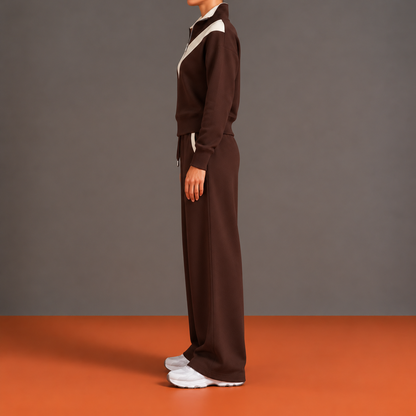 Hyacinthe - Ensemble Demi-Zip, Empiècement en V et Pantalon Large