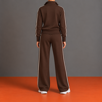 Sandrine - Ensemble Zip Décentré, Col Montant et Pantalon Large