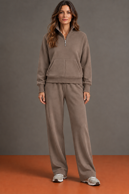 Camille - Ensemble Demi-Zip et Pantalon Droit
