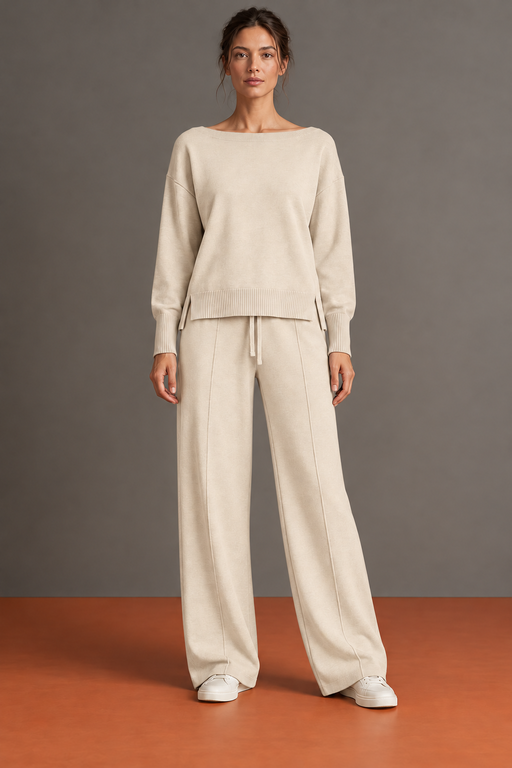 Émilie - Ensemble Ample à Encolure Bateau et Couture Centrale