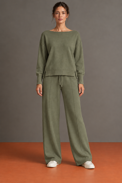Émilie - Ensemble Ample à Encolure Bateau et Couture Centrale
