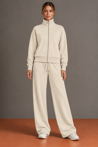 Frédérique - Ensemble Ample Veste Zippée à Col Montant