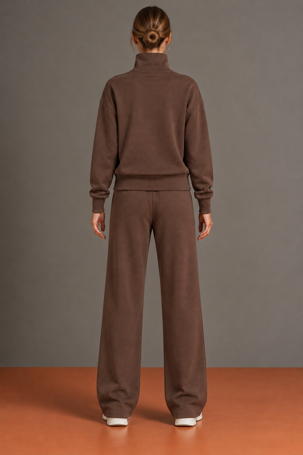 Frédérique - Ensemble Ample Veste Zippée à Col Montant