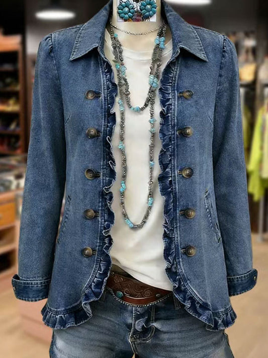 Frédérique | Veste Bleu Moyen à Volants