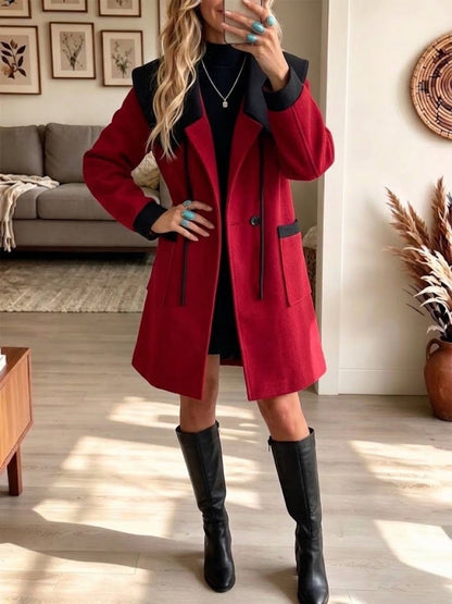 Anne-Ombeline - Manteau Bicolore en Laine à Grands Revers