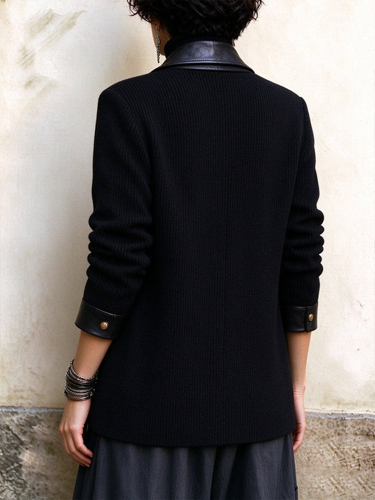 Marie-Félicité - Veste Vintage en Velours Côtelé et Empiècements Cuir
