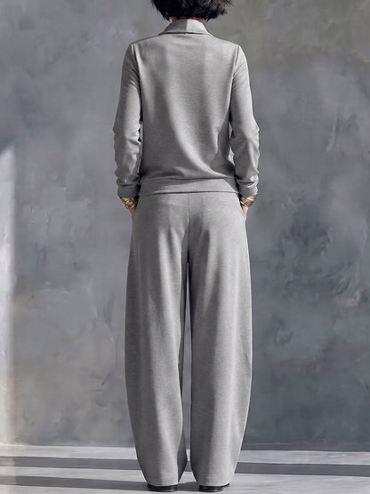 Marie-Madeleine - Ensemble Haut à Col Croisé et Pantalon Large Taille Haute