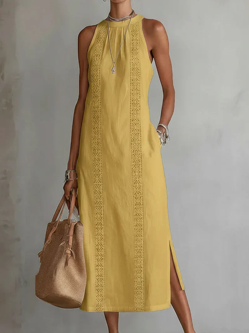 Fantine | Robe Midi d'Été à Col Mao