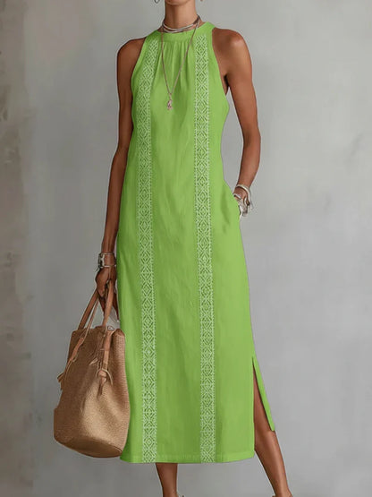 Fantine | Robe Midi d'Été à Col Mao