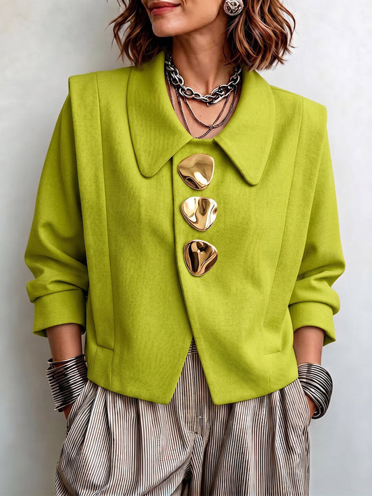 Marie-Liesse - Veste Tailleur Sculpturale à Boutons Dorés