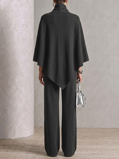 Marie-Clémence - Ensemble Haut Cape à Col Montant et Pantalon Large