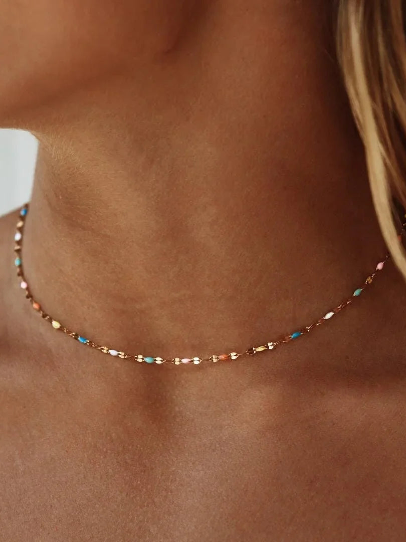 Honor | Fin emaljchoker, guld