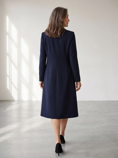 Adélaïde - Ensemble Blazer Long et Robe Sans Manches à Boutons Dorés