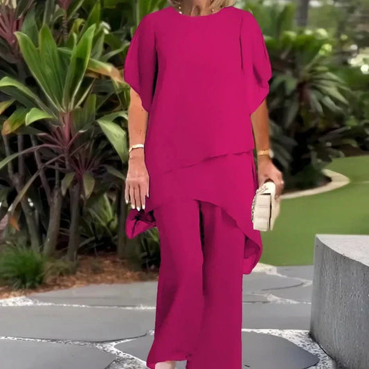 Héloïse | Ensemble Élégant Haut Asymétrique et Pantalon