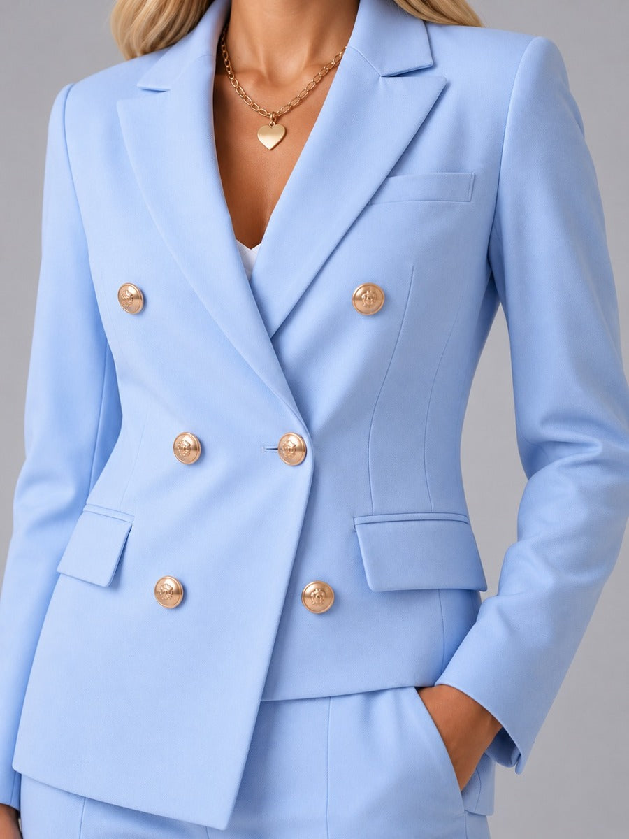 Ernestine - Tailleur Croisé à Revers Pointus et Pantalon Cheville