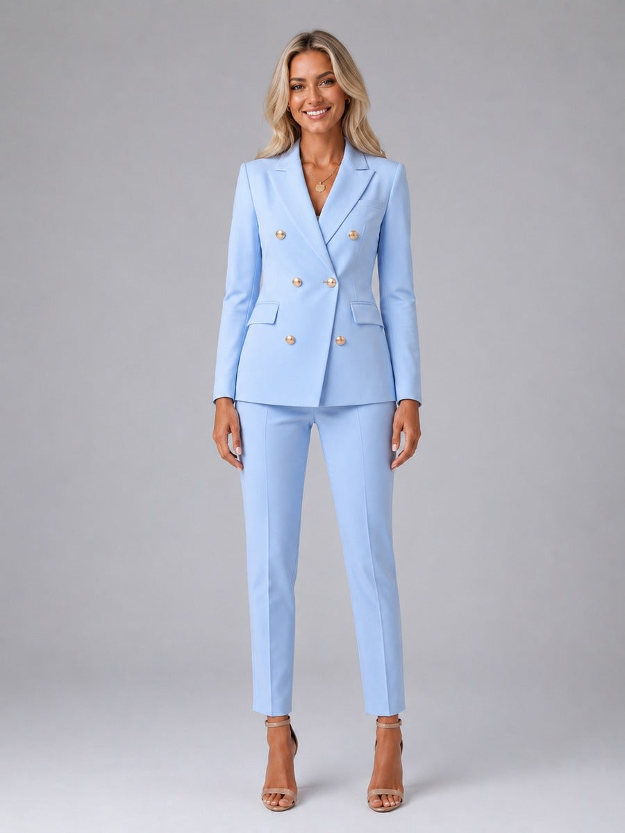 Ernestine - Tailleur Croisé à Revers Pointus et Pantalon Cheville