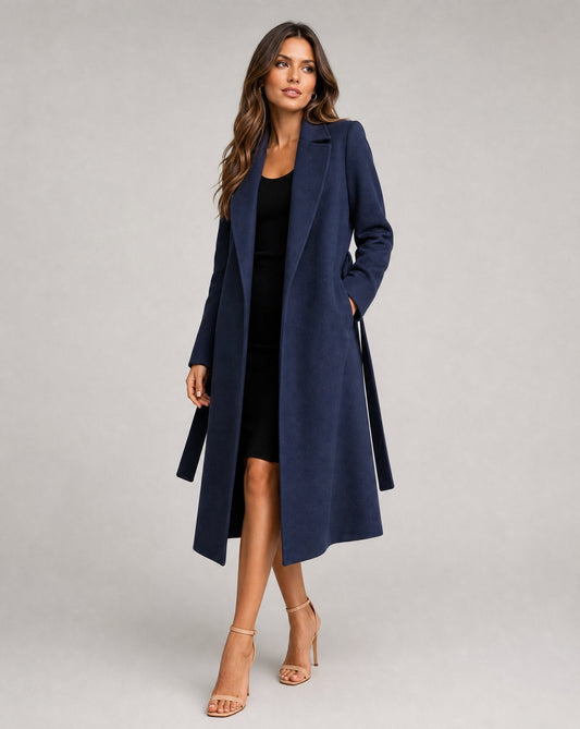 Louison - Manteau Long Ceinturé à Revers
