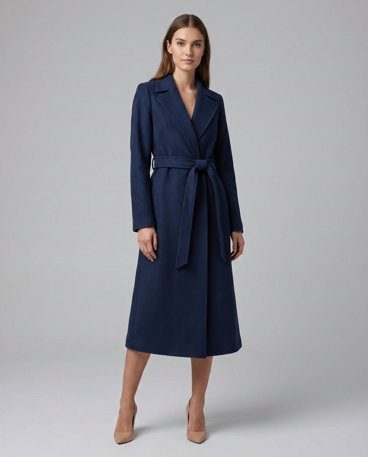 Louison - Manteau Long Ceinturé à Revers