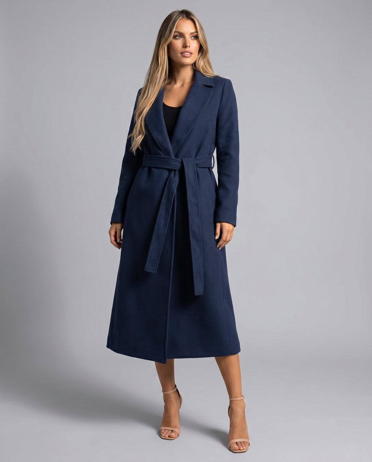 Louison - Manteau Long Ceinturé à Revers